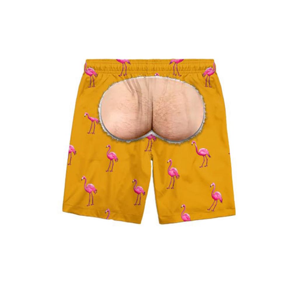 Men's Funny Print Elastic Waist Swim Trunks Beach Shorts for Pool and Beach