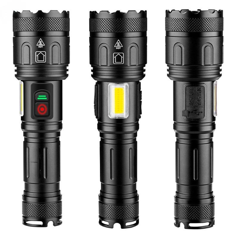 5000LM Hochleistungs-XHP160+COB-Taschenlampe TYPE-C wiederaufladbare Zoom-Taschenlampe für Camping, Arbeit, Notfall