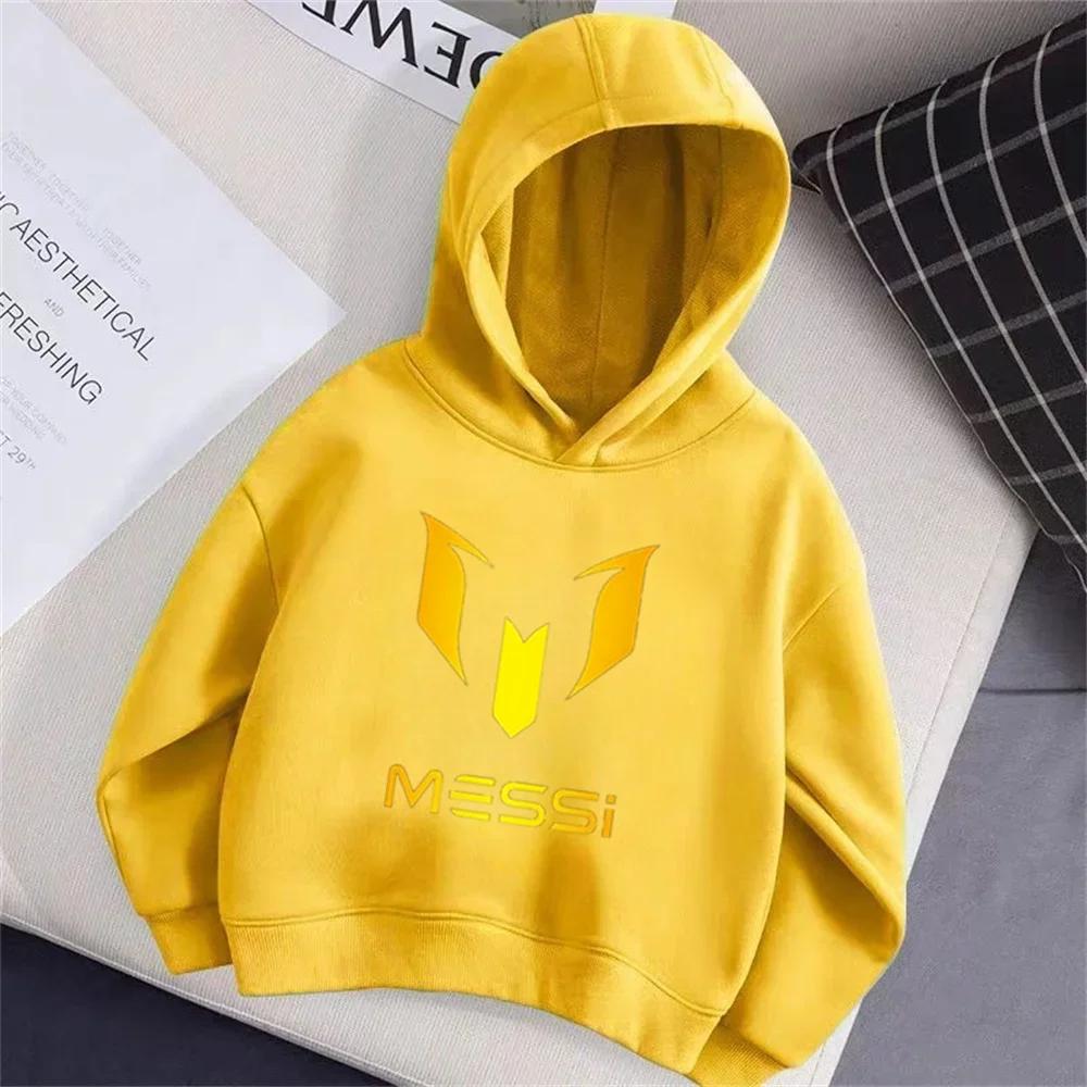 Autumn Winter Cartoon Messi Printed Children Hoodies Long Sleeve Casual Fashion Boy's Girl's Pullover Sports Kid Sweatshrts Coat