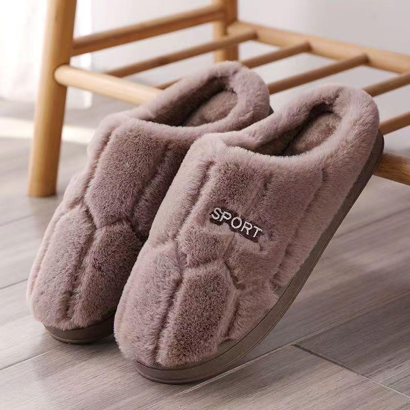 Autumn indoor home couple wool slippers warm shoes confinement non-slip velvet men's cotton slippers women
