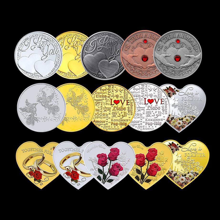 Valentine's Day gift, 520, love rose commemorative coin, coin, 52 languages, Qixi, gift for girlfriend, confession gift, hand gift