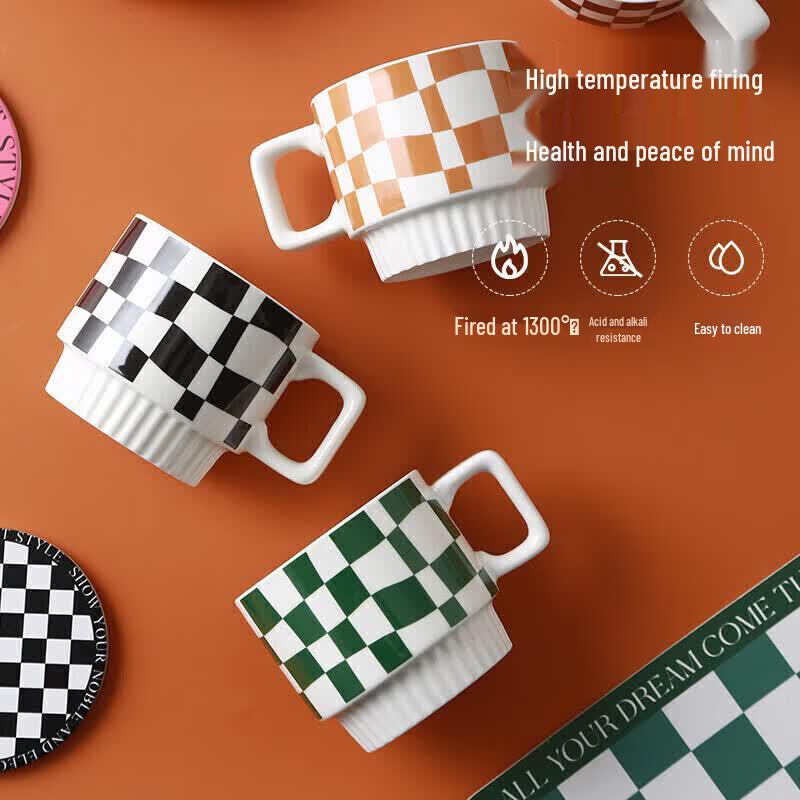 MAXCOOK Checkered Stackable Ceramic Mug