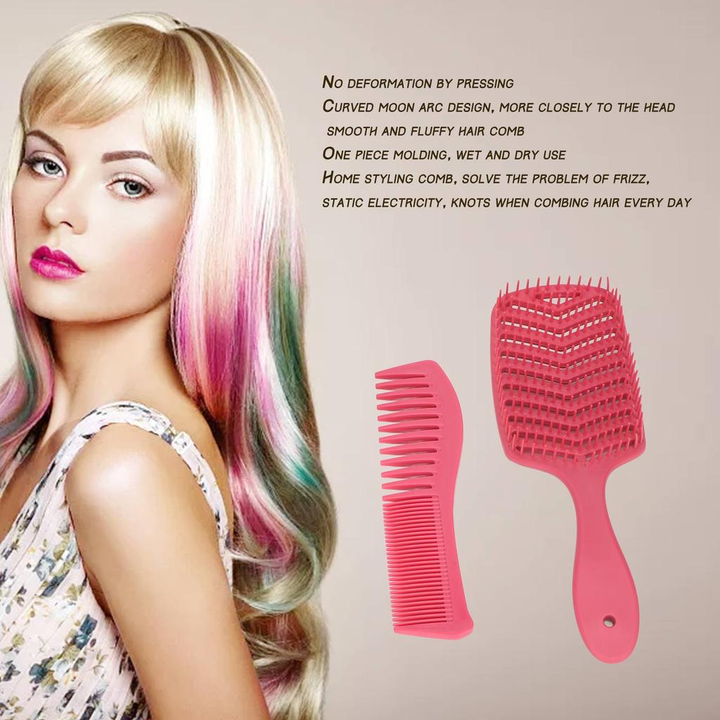 3 Pieces Hair Brush and Comb Set Hollow Comb Wide Tooth Comb Double Teeth Hair Washing Brush for Men Women