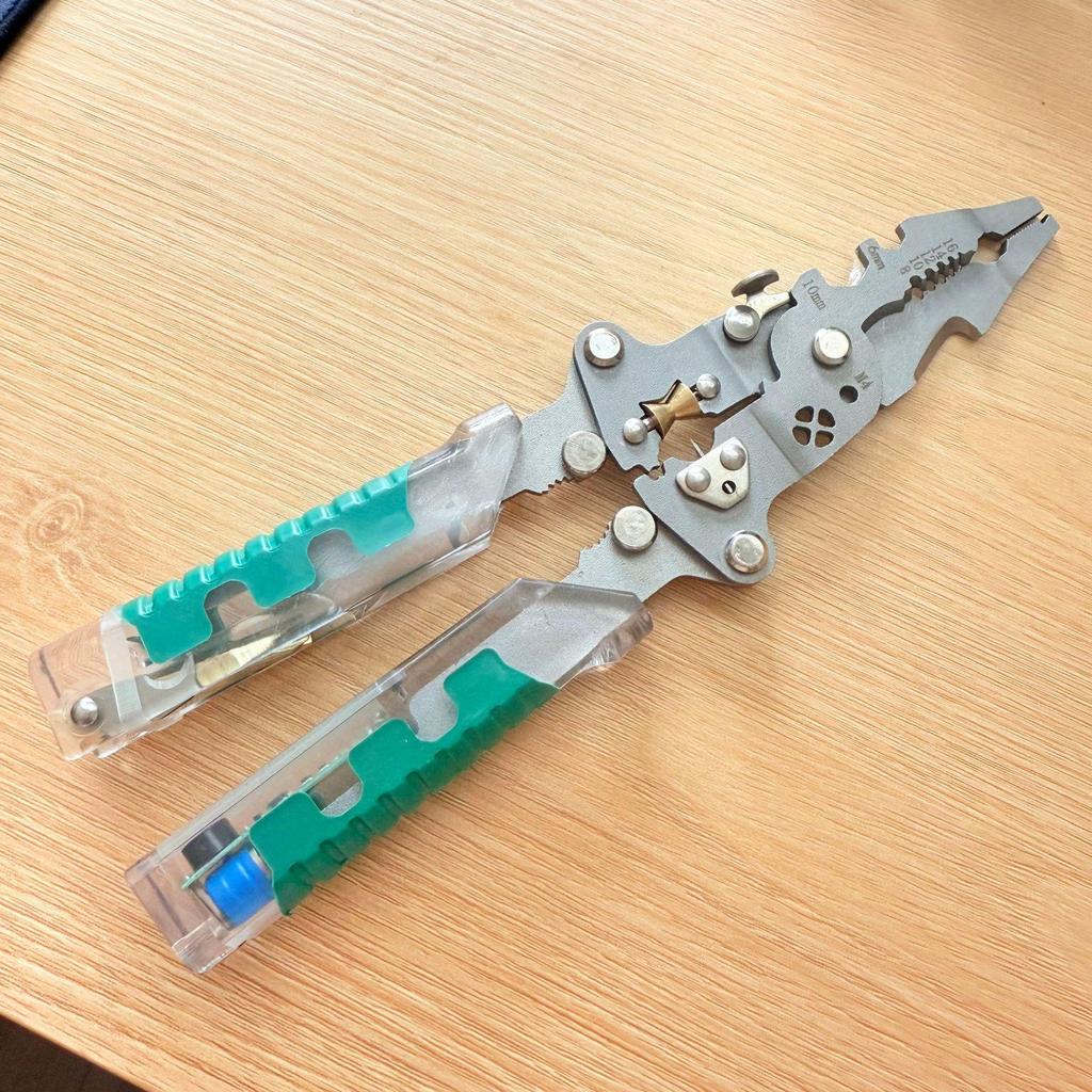 Multi-Function Wire Stripper & Crimping Pliers with Test Pen and Wire Splitter