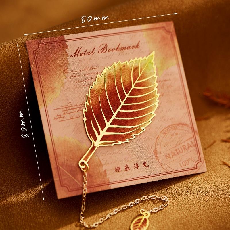 Chinese Style Metal Bookmark Vintage Leaf Design Book Marker Reading Accessories For Students Book Lovers Gift Stationery