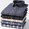 Herfst Nieuw Gestreept Longsleeve Shirt Katoen Oxford Garen Gewassen Casual Heren Vest Knopen Nek Shirt