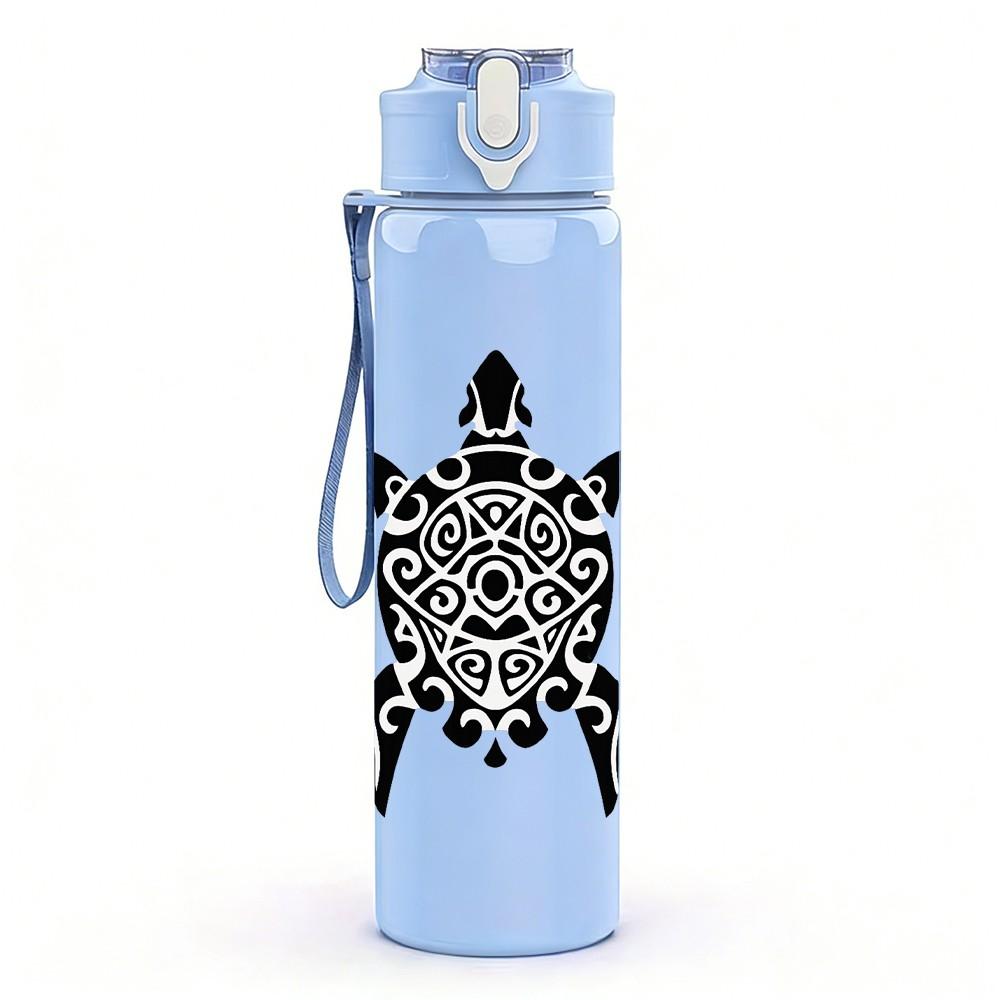 1PC Sea Turtle Ocean Animal Art Print 750ml Color Plastic Sports Water Bottle Leakproof Flip Straw Lid Suitable for Sports Office Home Use