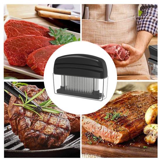 Manual Meat Tenderizer with 48 Needles Stainless Steel Meat Tenderizer Tool Beef Chicken Pork Meat Marinating Tool Kitchen Gadget
