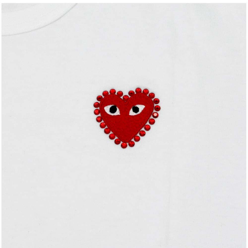 Comme Des Gar Ons Play Black HearT RhinesTone T shirT Ax T801 051
