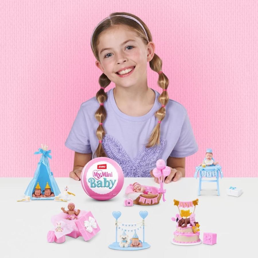 ZURU My Mini Birthday Series – Baby Doll Mystery Capsule with Birthday Theme, Accessories and Playset, Unpack Surprises for Girls and Collectors.