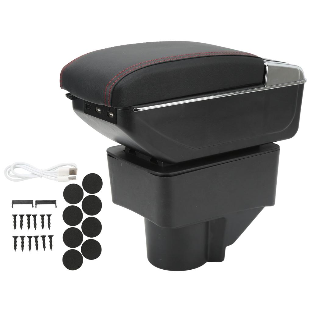 Center Console Armrest Box 7 USB Port Double Layers Comfortable Replacement for Ford Fiesta 08?18