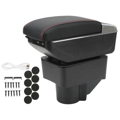 Middenconsole Armsteun Box 7 USB Poorten Dubbele Lagen Comfortabele Vervanging voor Ford Fiesta 08?18