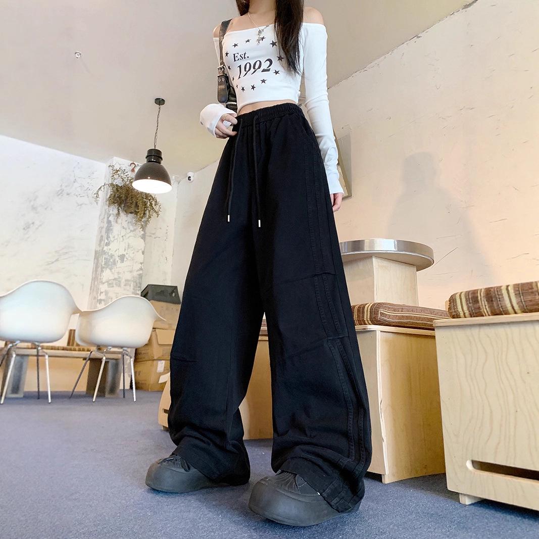 

Plus Size Women s Pleated Wide-Leg Cargo Pants: Autumn Casual, Floor-Length Trousers 3XL
