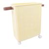 Slim Laundry Basket Foldable Space Saving Sturdy PP Plastic Narrow Clothes Hamper for Bathroom Corner Crm White