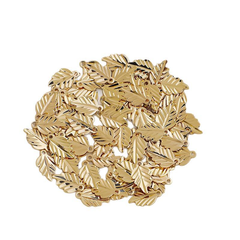 14K Gold Plated Engraved Thin Leaf Pendant & Charm Necklace for DIY Jewelry