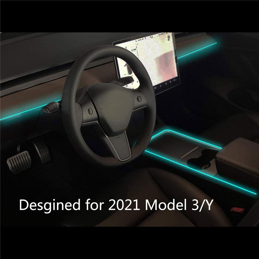 Neon Lighting for 21 Tesla Model 3 Model Y, RGB LED Strips for Interior, Multi-color Center Console with App Control