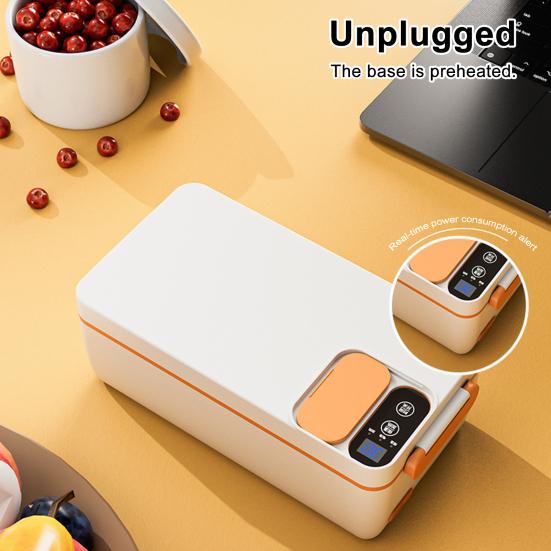 Elektryczne Podgrzewane Pudełko na Lunch Bezprzewodowe Izolowane Pojemnik na Lunch Akumulatorowe Przenośne Pudełko Bento 1L Pojemnik ze Stali Nierdzewnej Szczelny Podgrzewacz do Jedzenia