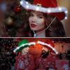 LED Santa Hat Green Cowboy Hat for Christmas Wide Brim Glowing Hat Festive Musical Festival Party Hat Cosplay Headwear