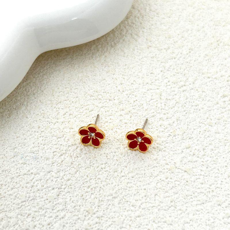 Manufacturer'S Supply Light Luxury High-End Plum Blossom Earrings Light Luxury Temperament Versatile Zircon Earrings Spot Women