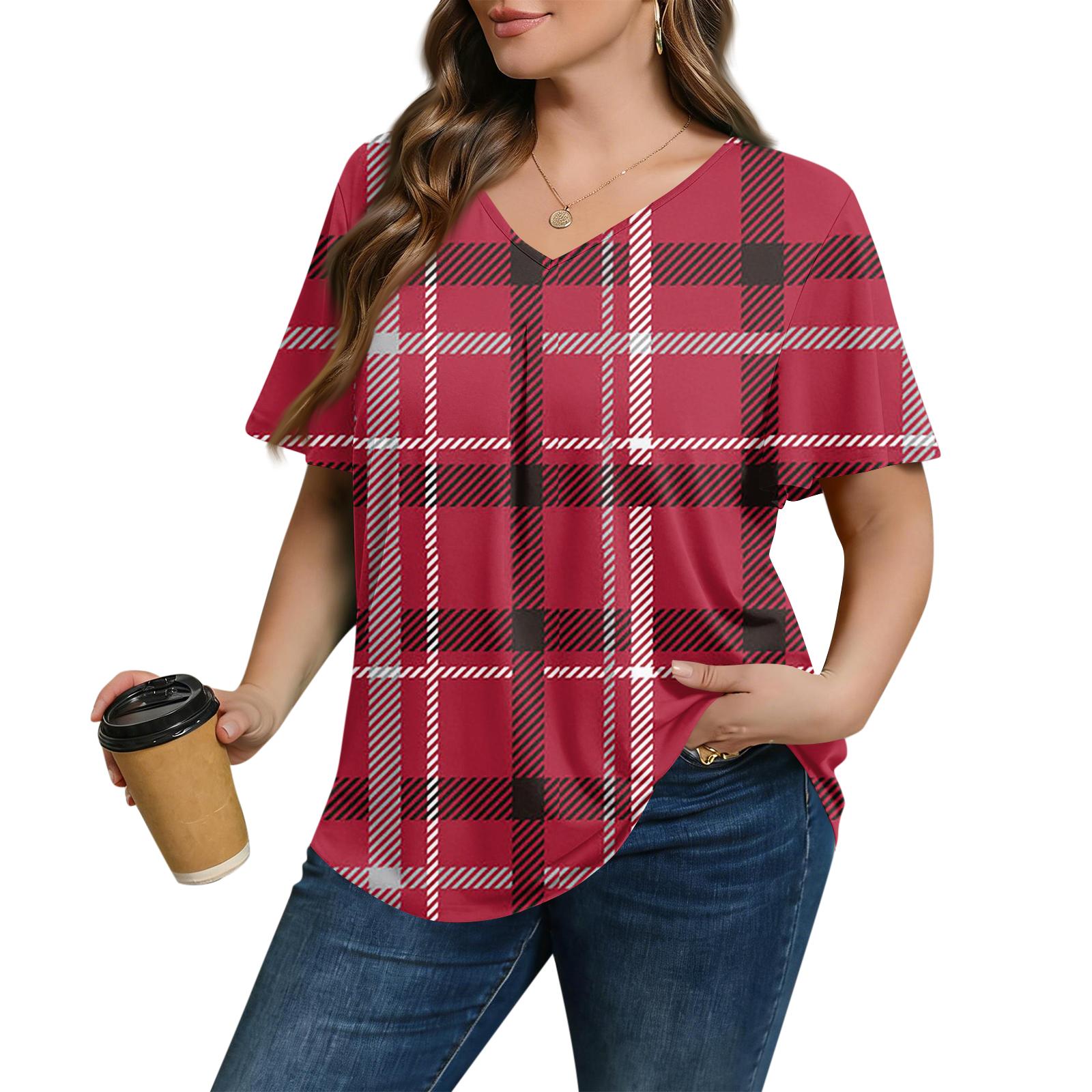 

Женская модная повседневная свободная блузка большого размера с коротким рукавом, элегантная с V-образным вырезом, для работы XXL