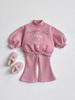 Girls' Winter Two-Piece Set: Princess-Style Velvet Hoodie & Flare Pants