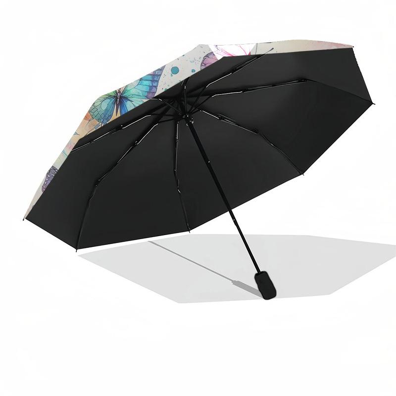 1pc Colorful Butterflies Watercolor Floral Umbrella with Plastic Handle,Vibrant Cartoon Pattern,Multi-functional UmbrellaB1977