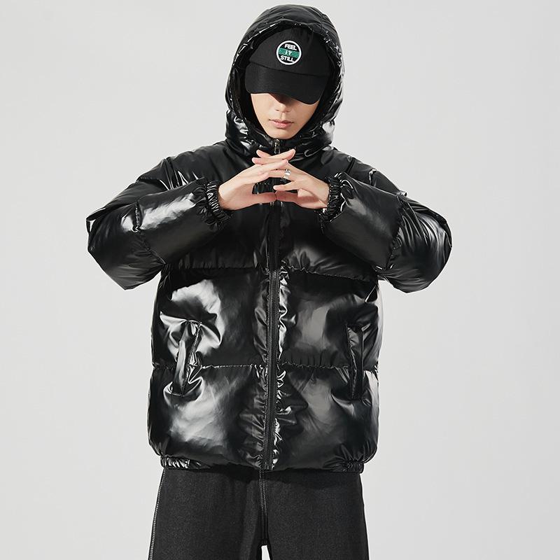 Winter New Cotton-padded Men's Loose Hooded Trendy Glossy Thickened Cotton-padded Men's Casual Cotton-padded Jacket