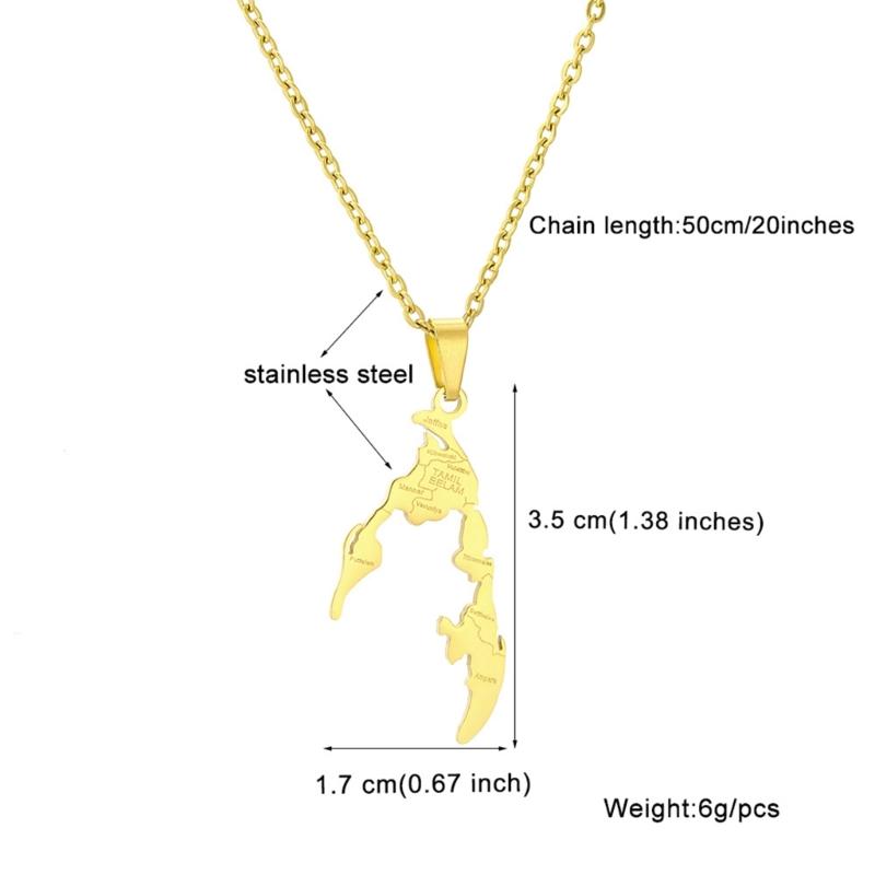 Patriotic Necklace Fashionable Tamil Eelam Pendant Neck Chain Trendy Stainless Steel Collarbone Chain Ethnic Style