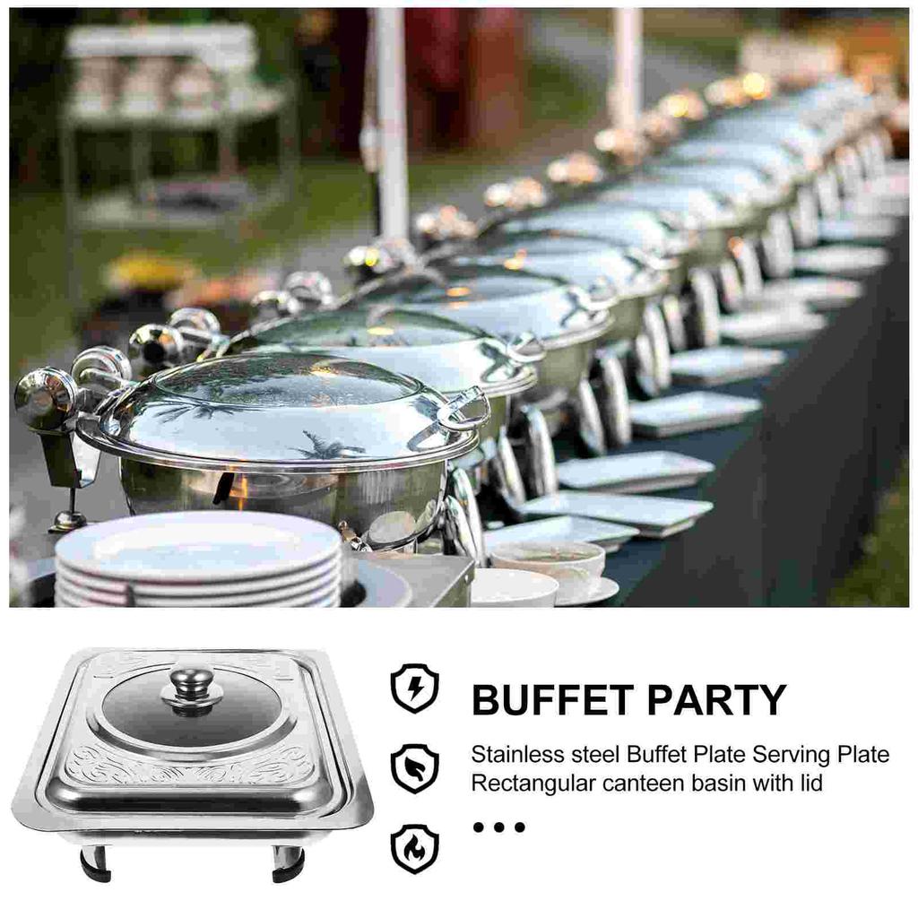 Steel Buffet Serving Tray for Holder Fruit Pans Dish Chafing Server Kitchen Food Rack Dishes