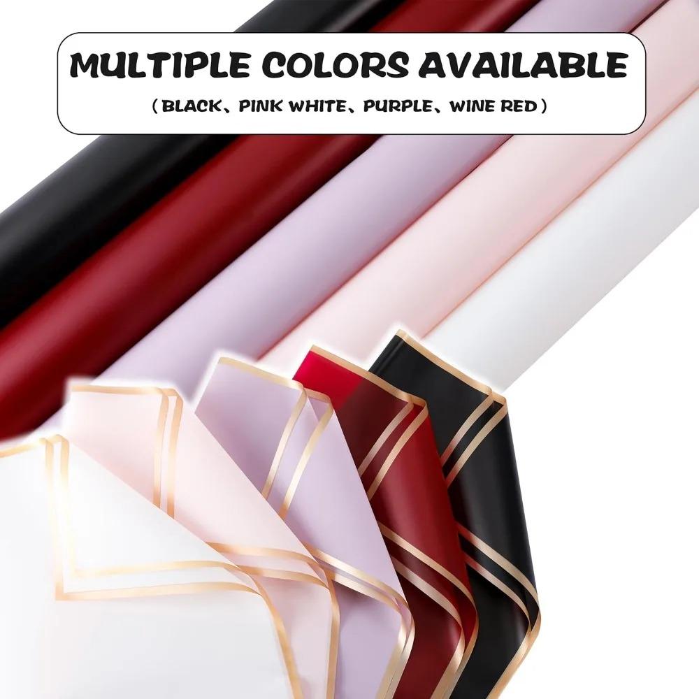 Blumenpapier 1 Stück Goldener Rand Rose Koreanischer Stil Halbtransparent Geschenkverpackung Floristen Straußverpackungsmaterial