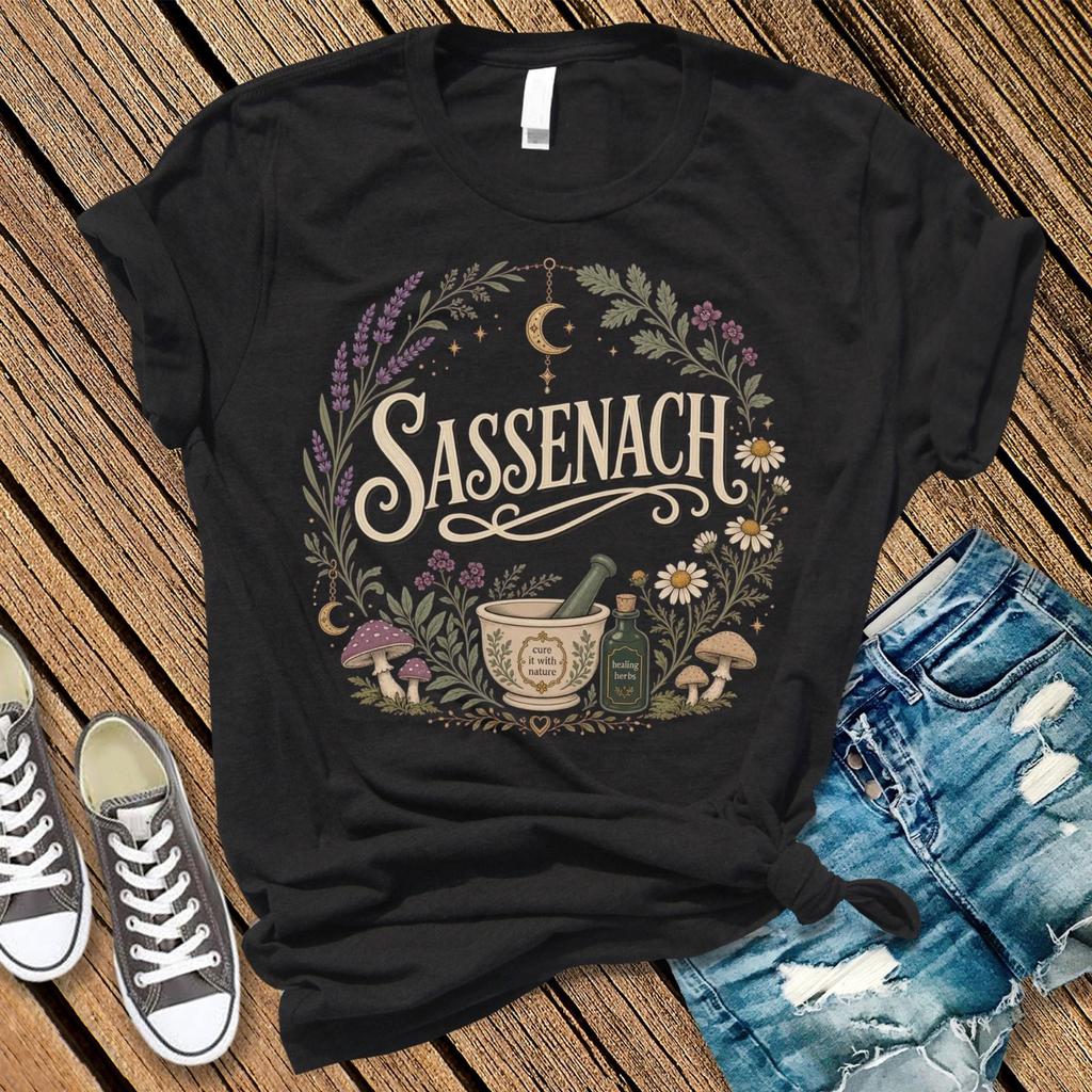 Sassenach Herbal Mystical Mushroom Apothecary T-Shirt, Scottish Folklore Gift