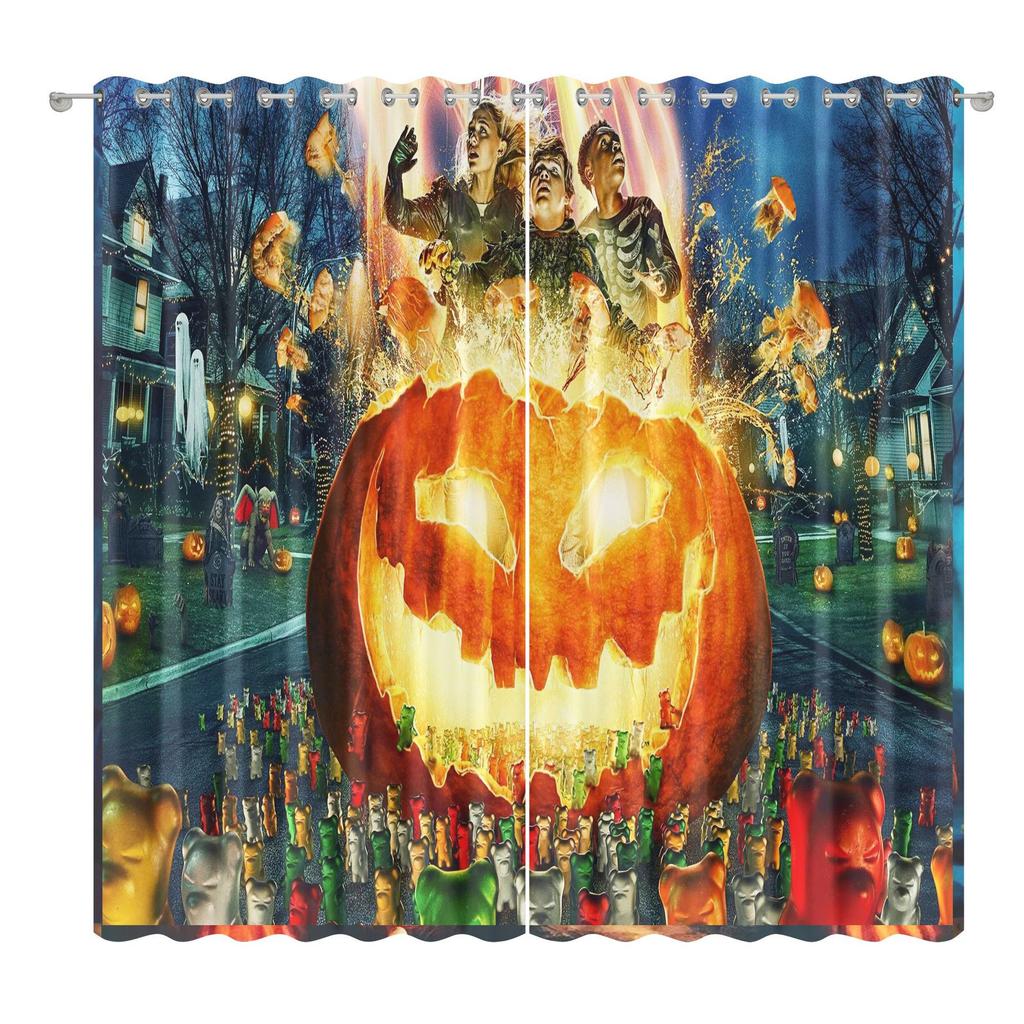 Halloween Curtain Cloth Bedroom Living Room Balcony Blackout Curtain Office Hotel Insulation Curtain