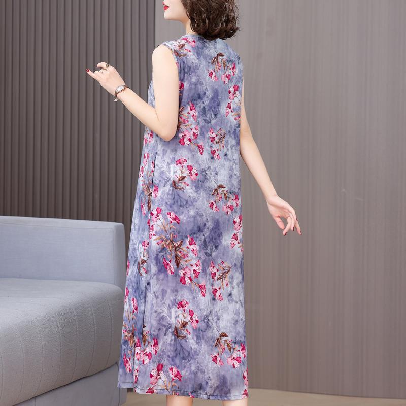 Elegant Sleeveless Dresses for Women Clothes Loose Plus Size Vintage Summer Long Dress