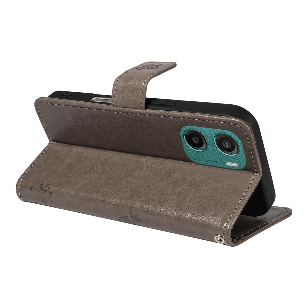 For Motorola Moto G05 4G Phone Case with Stand Cat Tree Pattern Leather Wallet Mobile Cover