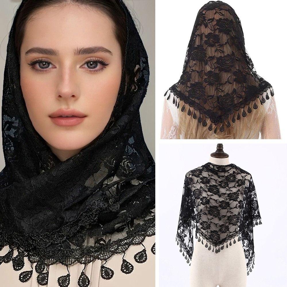 Breathable Mantilla Veils Embroidery Headwrap Vintage Head Cover  Church