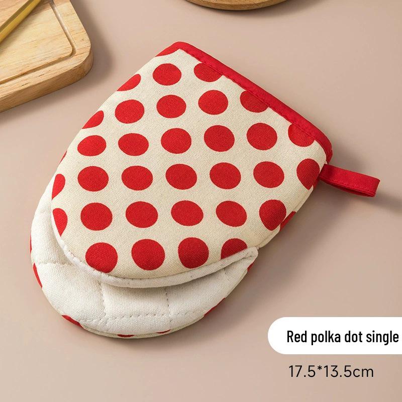 Thickened Cotton Polka Dot Oven Gloves - Anti-Scald & Heat Resistant