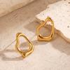 Stainless Steel Irregular Shaped Drop Earrings for Women Lady Classic Geometric Hollow Stud Earrings Banquet Jewelry Accessories
