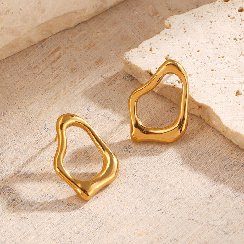 Stainless Steel Irregular Shaped Drop Earrings for Women Lady Classic Geometric Hollow Stud Earrings Banquet Jewelry Accessories