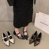 Black Winter Spring and Autumn Single Shoes Women's Shoes Temperament New Pointed High Heels Mary Jane Small Leather Shoes
