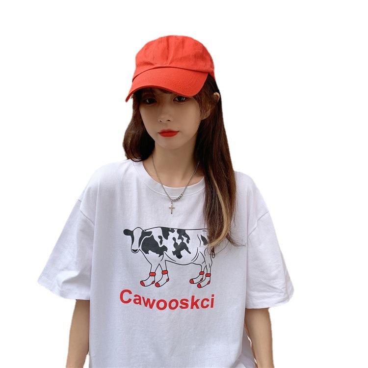 Summer new Korean version chic printing T-shirt loose casual lazy style short-sleeved top women's ins tide