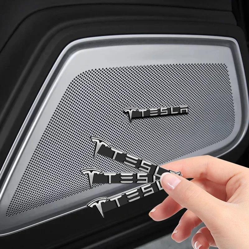 Car Styling 3D Metal Alloy Speaker Audio Stickers Badge Emblem Decal for Tesla Model 3 Model X Y Style Roadster Car Accessories
