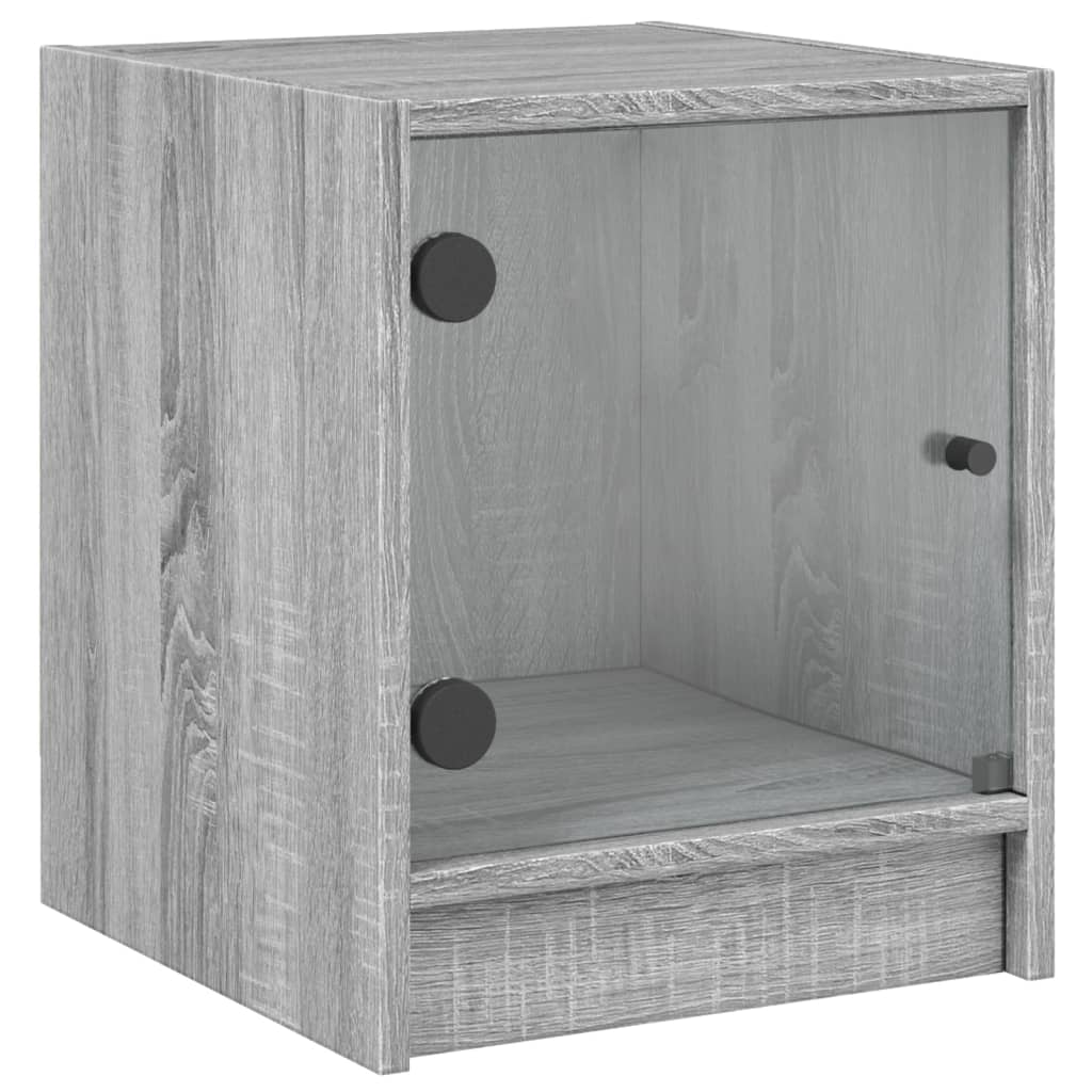 Nightstand with Glass Door Grey Sonoma 35 x 37 x 42 cm