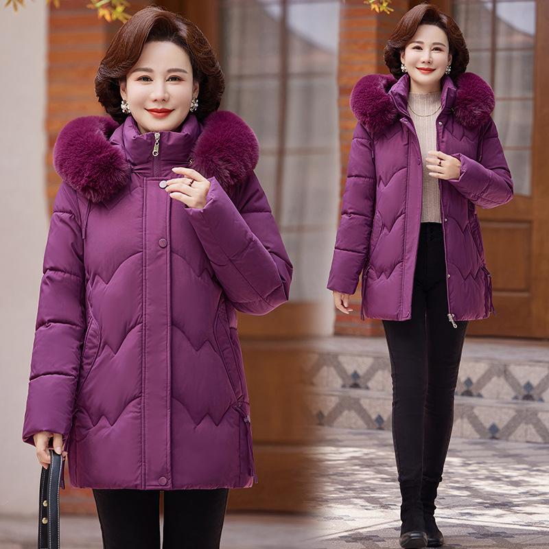 In the elderly mother winter short down cotton jacket grandma winter velvet thickened hooded elderly clothes