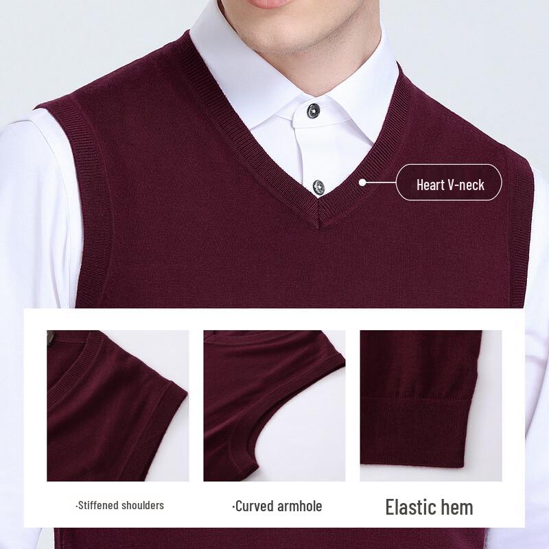 Langdeng Men's V-Neck Pullover Wool Blend Knit Vest