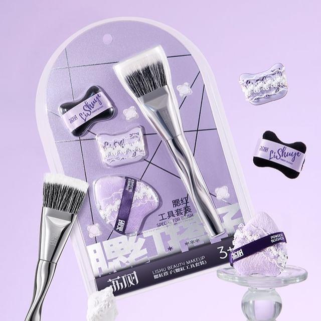 lishu - Blush Makeup Sponge & Brush Set