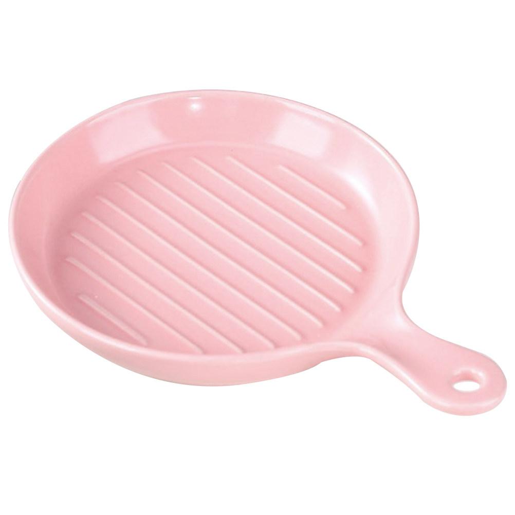 

Ceramic Baking Pan Oven Safe Serving Plate with Ergonomic Handle for Dinner Dessert Appetizers Western Food Oven Safe Plates розовый