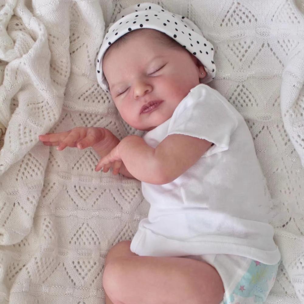 Lifelike Sleeping 48cm Reborn Baby Doll Laura Soft Cotton Body Newborn Dolls 3D Painting Vascular Visual Simulation Toddler Baby Doll Kid Holiday Gift