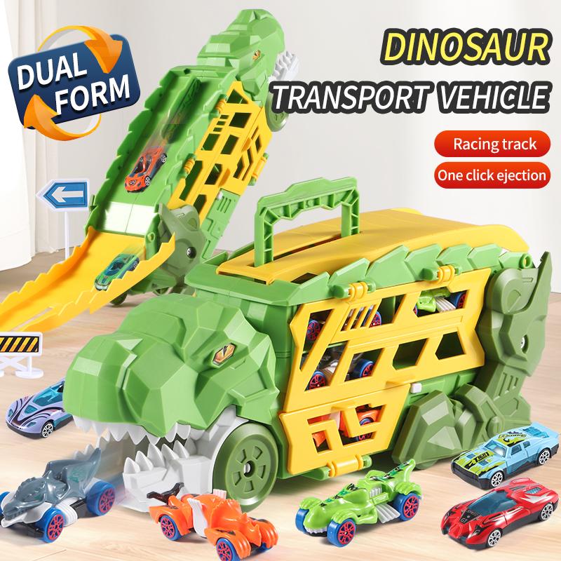 Dinosaur Morphed Track Ejection Car Toy Alloy Car Model Boy Morphed Glide Ejection Transport Puzzle Birthday Gift