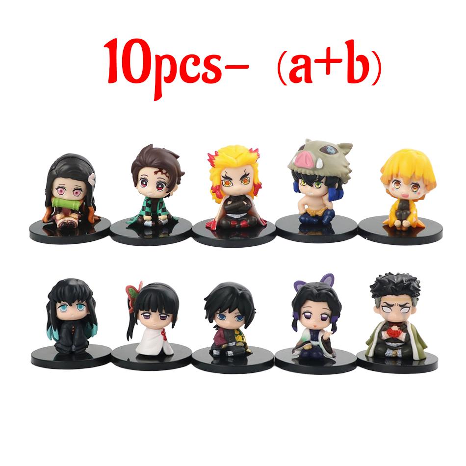 Q Posket Figure Demon Slayer Mini Figurine 5Pcs 10Pcs 12Pcs 15Pcs Sets Kimetsu No Yaiba Small PVC Dolls Desktop Decora