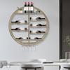 Gold Wall Mounted Wine Rack, Round Iron Wine Display Shelf for 4 Glasses, 60cm Diameter Rustic Home Bar Storage, Kitchen Decor